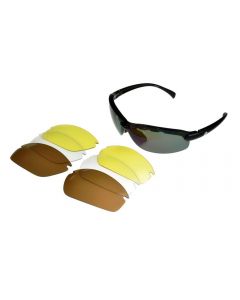 Birdz Hawk Interchangeable Half Frame Sport Sunglasses 4 Lens Kit 2 Black ML