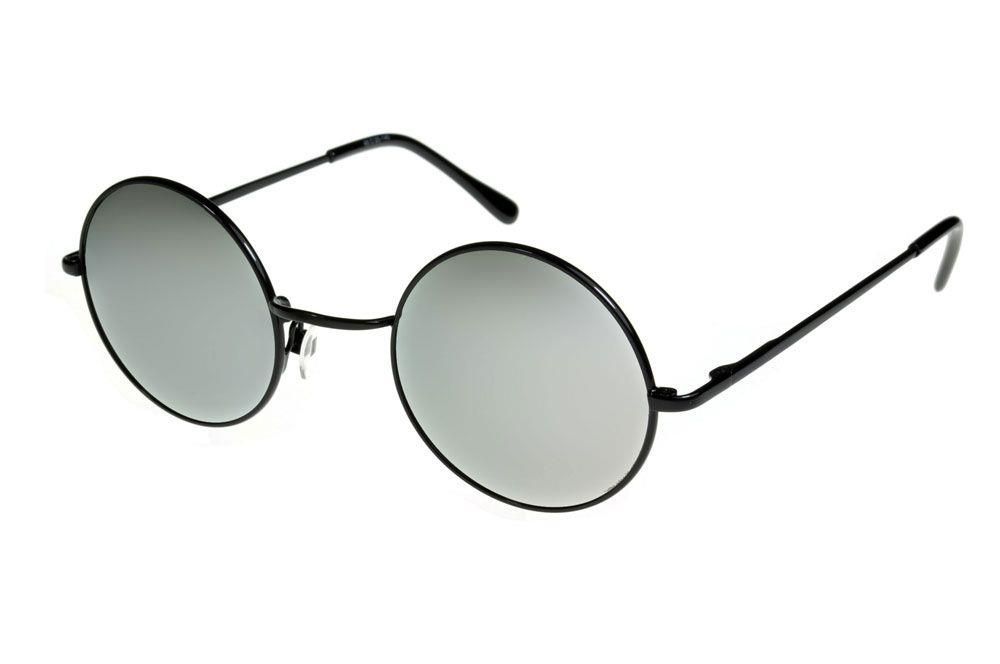 Round John Lennon Sunglasses Elite Black/Mirror Regular (ML)