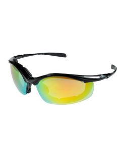 Birdz Snipe Sports Motorcycle Padded Half Frame Sunglasses Black/Revo-Mirror ML