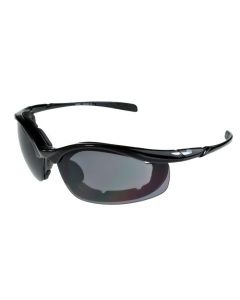 Birdz Snipe Sports Motorcycle Padded Half Frame Sunglasses Black/Smoke ML