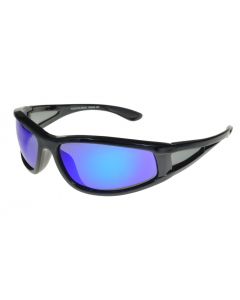Badical One-Eighty Wraparound Polarised Sunglasses Black/Blue-Revo Mirror ML