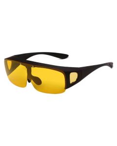 Badical 6849PL Flip-Up Fit-Over Sunglasses Polarised Black/Yellow Night Driving Medium