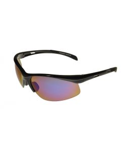 Badical Glade Half Frame Wraparound Sports Sunglasses Black/Blue-Revo Mirror ML