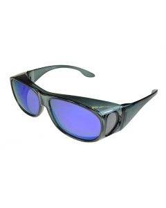 Badical Fitover Sunglasses Polarised 4600PL Blue Revo Mirror Lenses Medium Size