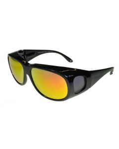 Fit-Over Sunglasses Polarised 3015PL Black/Fire-Revo-Mirror Extra Large XL