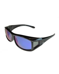 Fit-Over Sunglasses Polarised 70077 Black/Blue-Revo Mirror Small Size