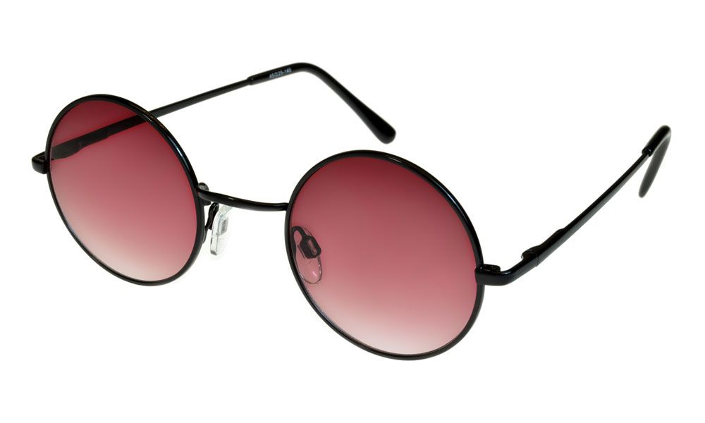 Round John Lennon Style Elite Sunglasses Black/Magenta-Gradient Regular Size (ML)