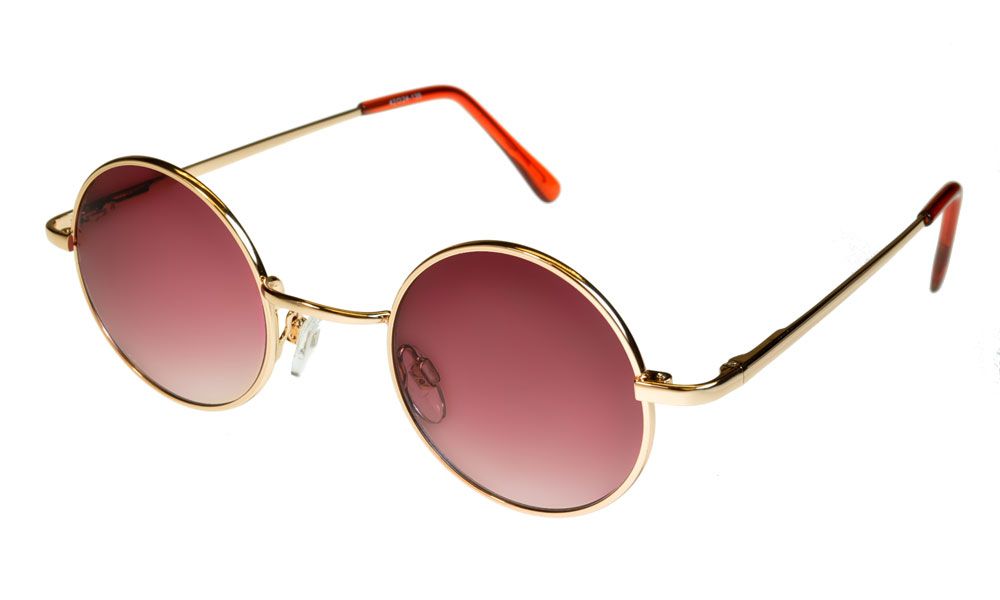 Round John Lennon Style Elite Sunglasses Gold/Magenta-Gradient Medium Size (M)